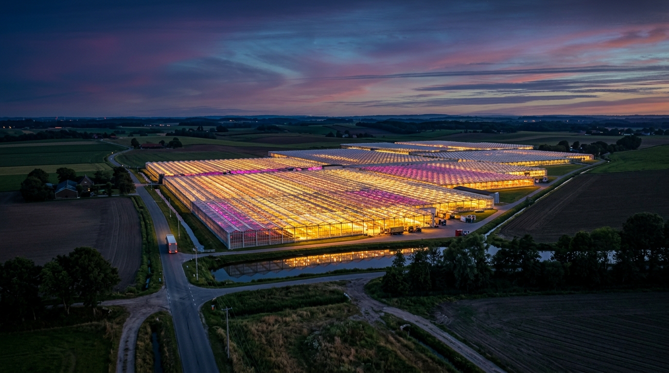 Gece Işıklandırmalı Sera Manzarası - Glowing Greenhouse Night
