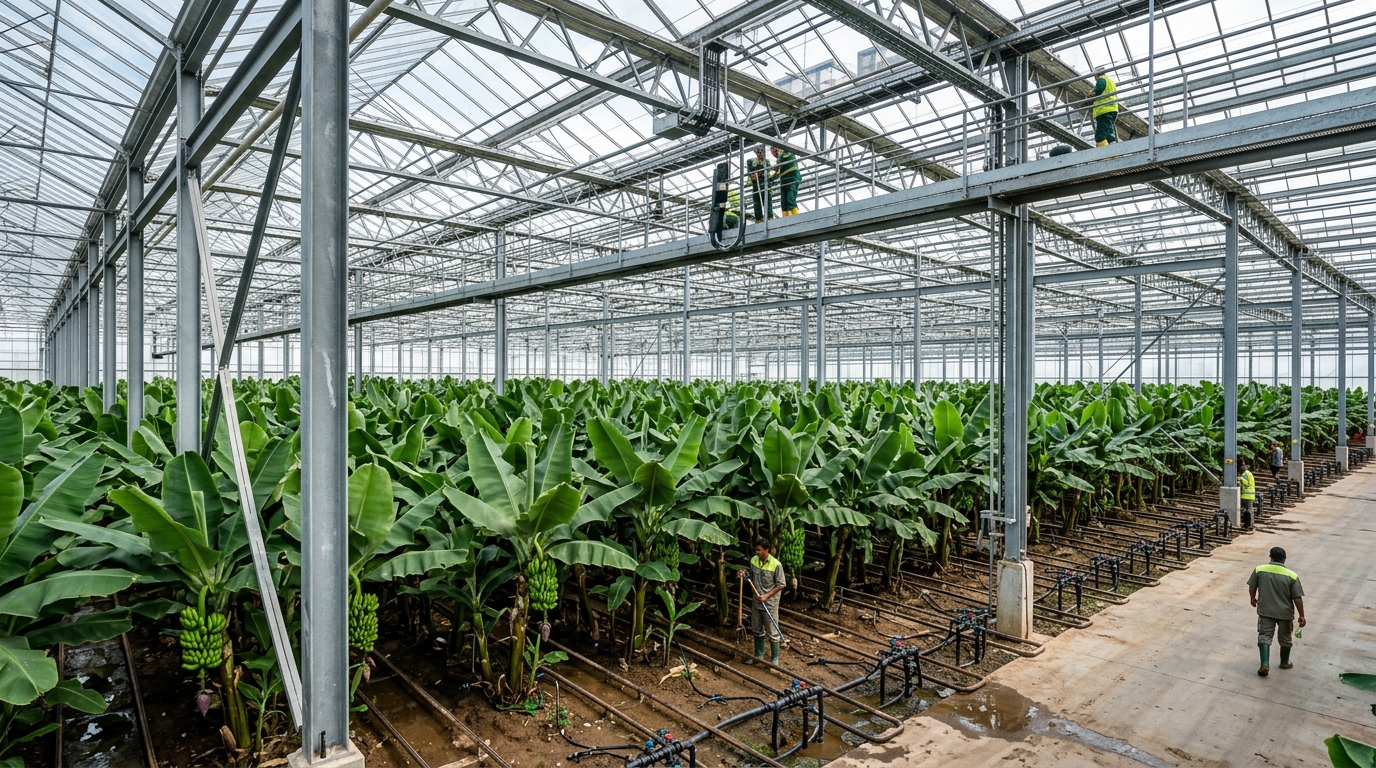 Yüksek Tavanlı Muz Serası ve Tropikal Bitki Yetiştiriciliği - Banana Greenhouse